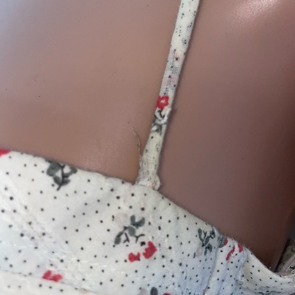 Guess brand dress ditsy floral white pink fit & Flare side zip up lined SZ SM - Picture 7 of 12